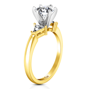 Three Stone Diamond Engagement Ring Miranda Trilliant 14K Yellow Gold