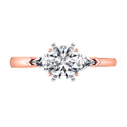 Three Stone Diamond EngagementRing Miranda Trilliant 14K Rose Gold