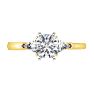 Three Stone Diamond Engagement Ring Miranda Trilliant 14K Yellow Gold