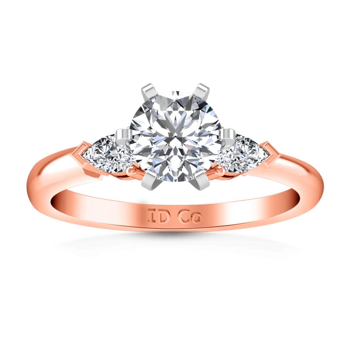 Three Stone Diamond EngagementRing Eliza Pear Shape 14K Rose Gold