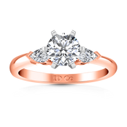 Three Stone Diamond EngagementRing Eliza Pear Shape 14K Rose Gold