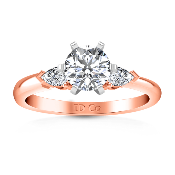 Three Stone Diamond EngagementRing Eliza Pear Shape 14K Rose Gold