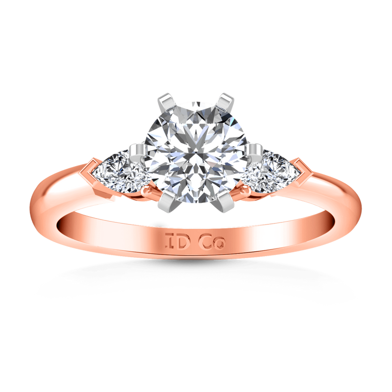Three Stone Diamond EngagementRing Eliza Pear Shape 14K Rose Gold