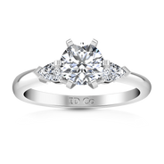 Three Stone Engagement Ring Eliza Pear Diamond 14K White Gold