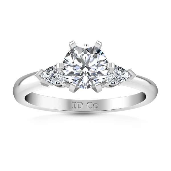 Three Stone Engagement Ring Eliza Pear Diamond 14K White Gold