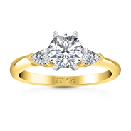 Three Stone Diamond Engagement Ring Eliza Pear Shape 14K Yellow Gold
