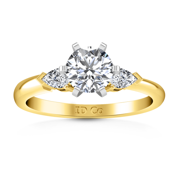 Three Stone Diamond Engagement Ring Eliza Pear Shape 14K Yellow Gold
