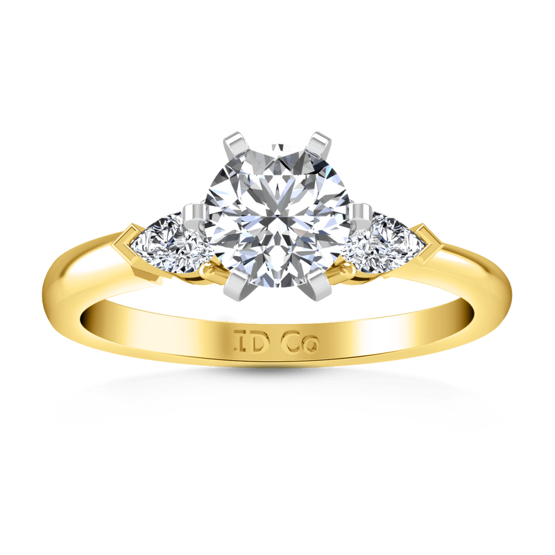 Three Stone Diamond Engagement Ring Eliza Pear Shape 14K Yellow Gold