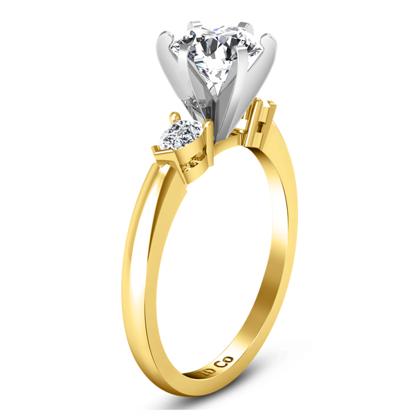 Three Stone Diamond Engagement Ring Eliza Pear Shape 14K Yellow Gold