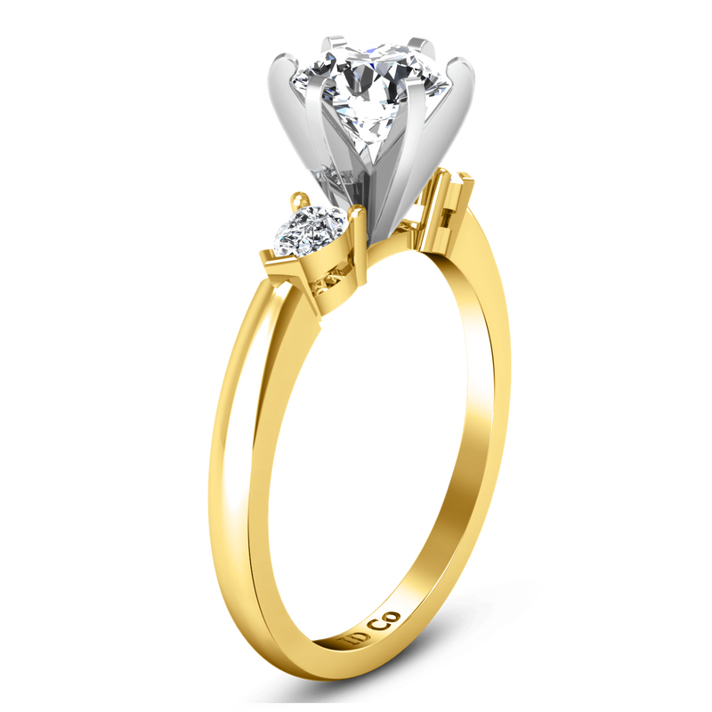 Three Stone Diamond Engagement Ring Eliza Pear Shape 14K Yellow Gold