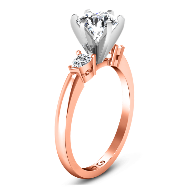 Three Stone Diamond EngagementRing Eliza Pear Shape 14K Rose Gold