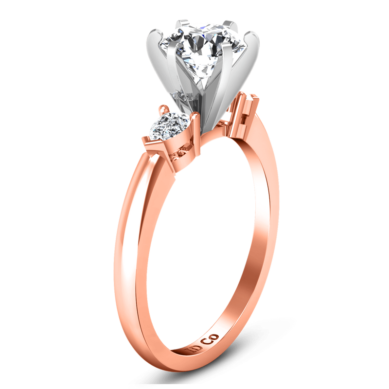 Three Stone Diamond EngagementRing Eliza Pear Shape 14K Rose Gold