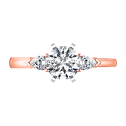Three Stone Diamond EngagementRing Eliza Pear Shape 14K Rose Gold