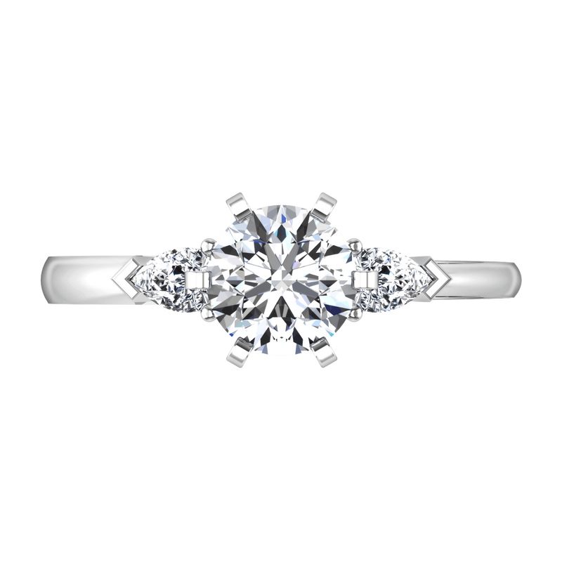 Three Stone Engagement Ring Eliza Pear Diamond 14K White Gold