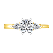Three Stone Diamond Engagement Ring Eliza Pear Shape 14K Yellow Gold