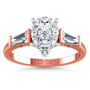 Three Stone Diamond EngagementRing Tapered Baguette 14K Rose Gold