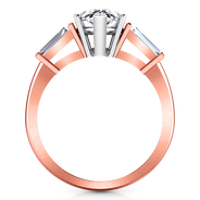 Three Stone Diamond EngagementRing Tapered Baguette 14K Rose Gold