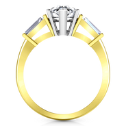 Three Stone Diamond Engagement Ring Tapered Baguette 14K Yellow Gold