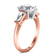 Three Stone Diamond EngagementRing Tapered Baguette 14K Rose Gold