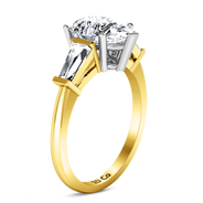 Three Stone Diamond Engagement Ring Tapered Baguette 14K Yellow Gold