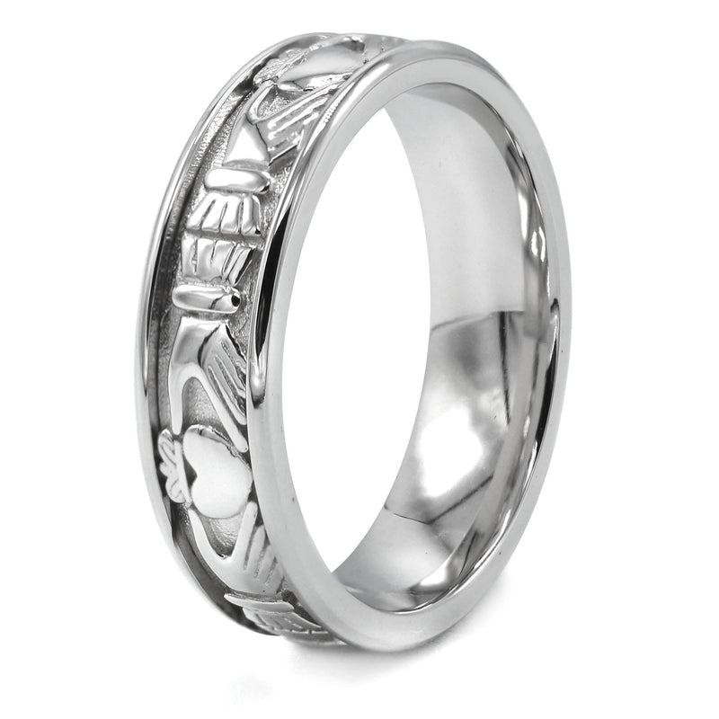 Mens Silver Crown Heart Wedding Band | Appx 7.7 Grams