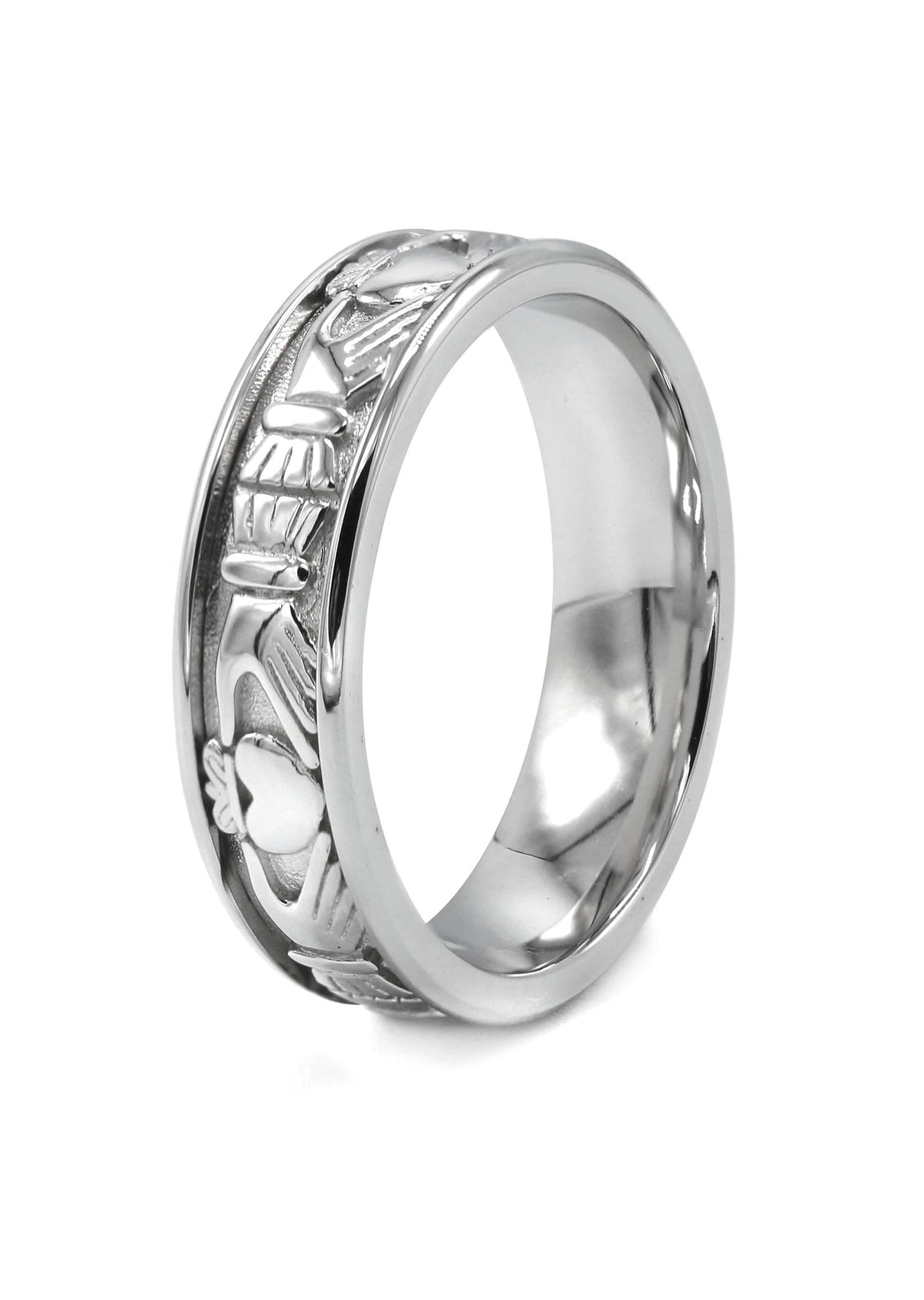 Mens Silver Crown Heart Wedding Band | Appx 7.7 Grams