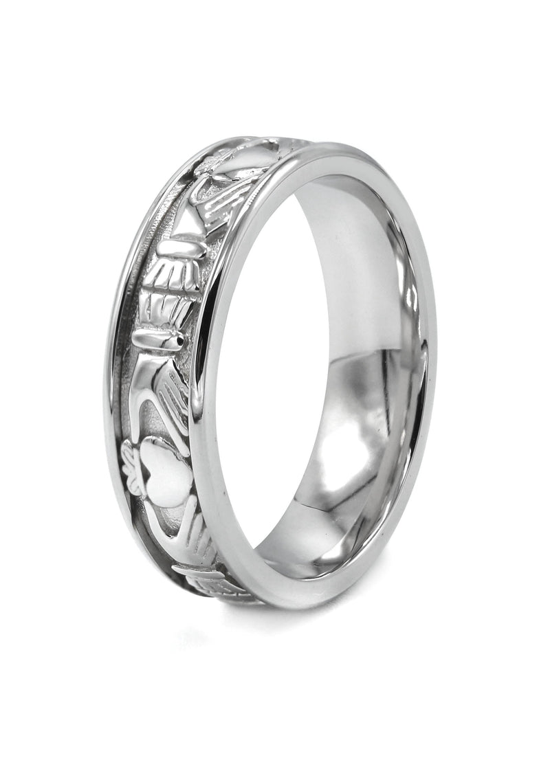 Mens Silver Crown Heart Wedding Band | Appx 7.7 Grams