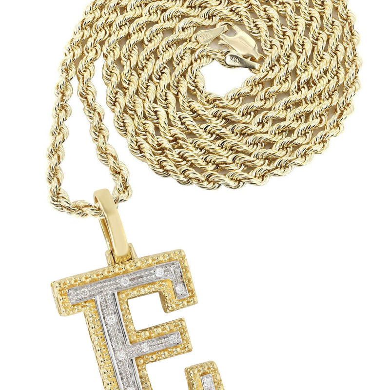 Diamond 10K Yellow Gold Letter "E" Necklace | Appx. 13.9 Grams