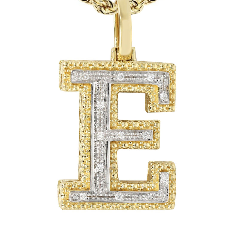 Diamond 10K Yellow Gold Letter "E" Necklace | Appx. 13.9 Grams