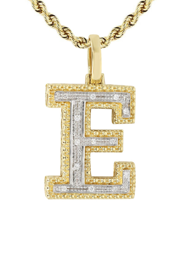 Diamond 10K Yellow Gold Letter "E" Necklace | Appx. 13.9 Grams