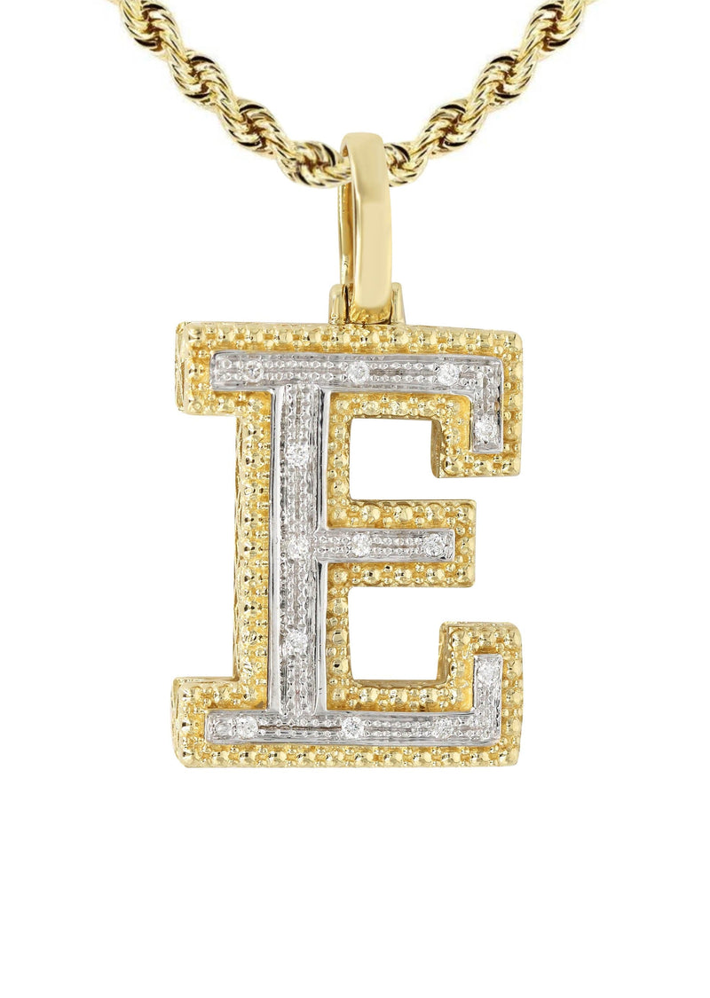 Diamond 10K Yellow Gold Letter "E" Necklace | Appx. 13.9 Grams