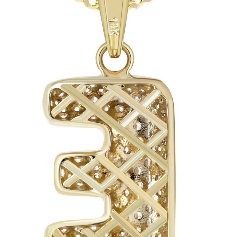10K Yellow Gold Bubble Letter "E" CZ Necklace | Appx. 13.3 Grams