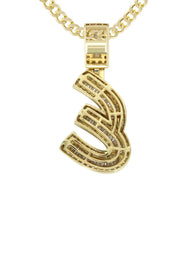 14K Yellow Gold Letter "E" Baguette Diamond Necklace | 1.96 Carats