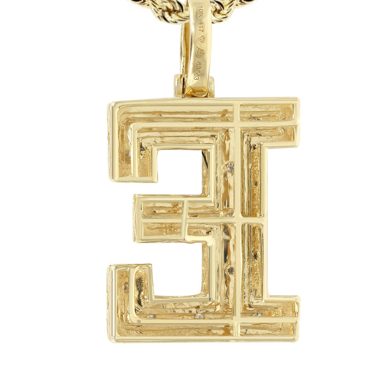Diamond 10K Yellow Gold Letter "E" Necklace | Appx. 13.9 Grams