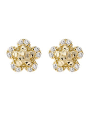 10K Gold Flower Nugget Earrings | Appx 0.3 Inches Wide | Style #97