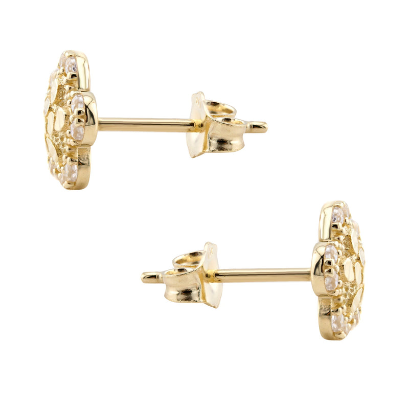 10K Gold Flower Nugget Earrings | Appx 0.3 Inches Wide | Style #97