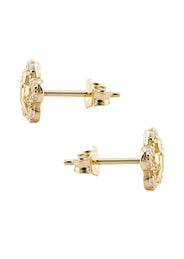 10K Gold Flower Nugget Earrings | Appx 0.3 Inches Wide | Style #97