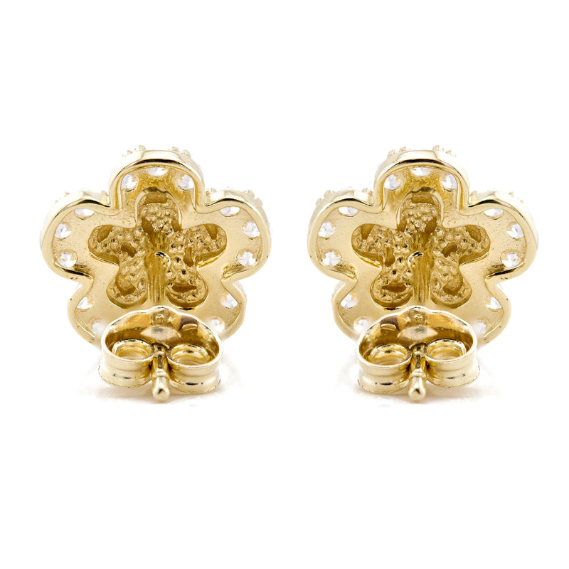 10K Gold Flower Nugget Earrings | Appx 0.3 Inches Wide | Style #97
