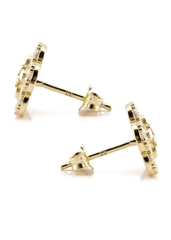 10K Gold Flower Nugget Earrings | Appx 0.4 Inches Wide | Style #93
