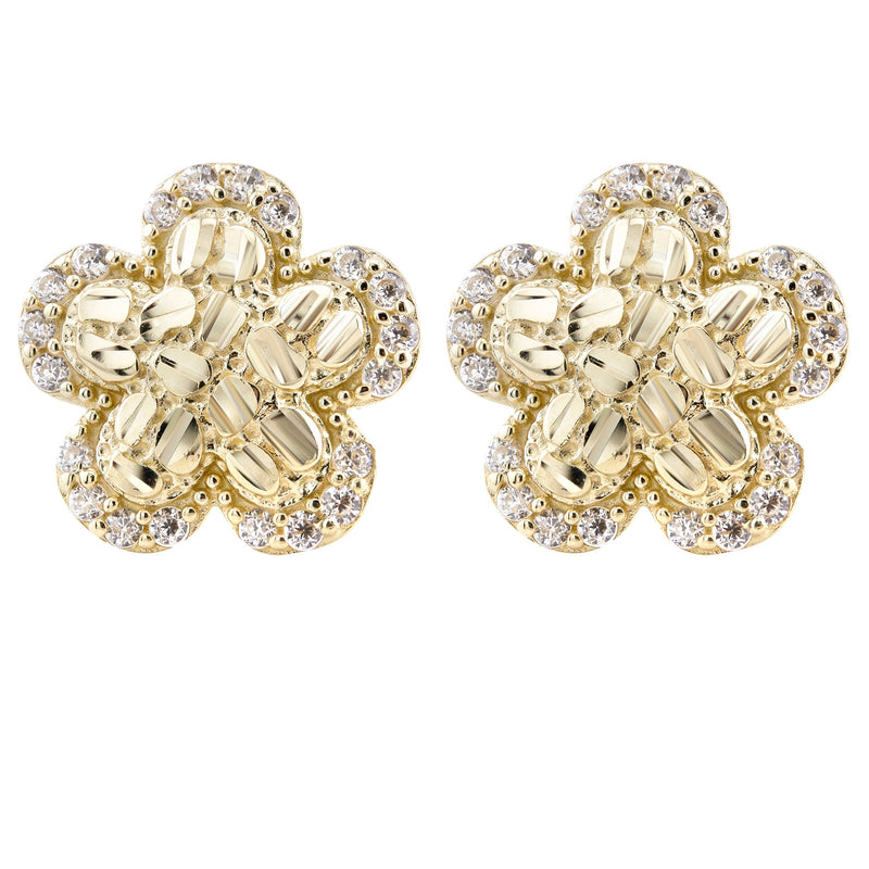 10K Gold Flower Nugget Earrings | Appx 0.5 Inches Wide | Style #89