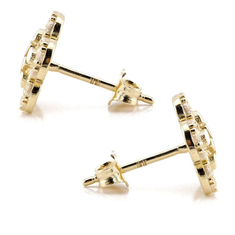 10K Gold Flower Nugget Earrings | Appx 0.5 Inches Wide | Style #89