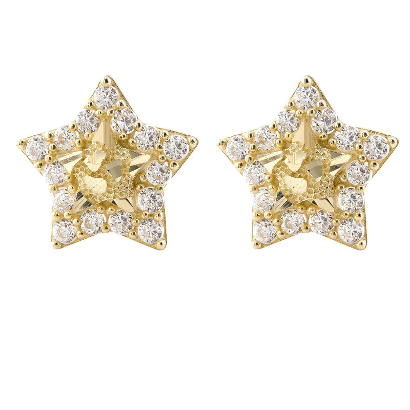 10K Gold Star Nugget Earrings | Appx 0.3 Inches Wide | Style #85