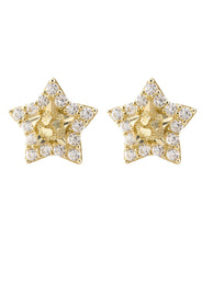 10K Gold Star Nugget Earrings | Appx 0.3 Inches Wide | Style #85