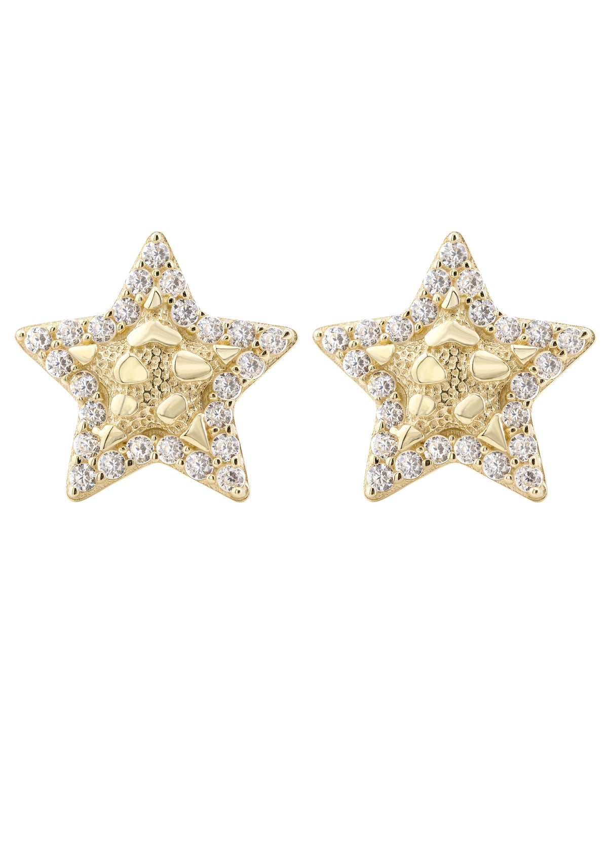 10K Gold Star Nugget Earrings | Appx 0.5 Inches Wide | Style #81