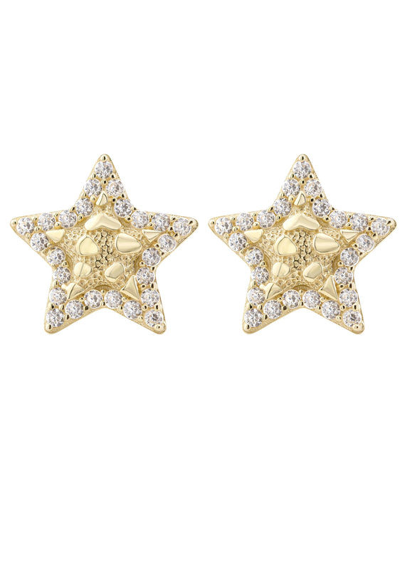 10K Gold Star Nugget Earrings | Appx 0.5 Inches Wide | Style #81