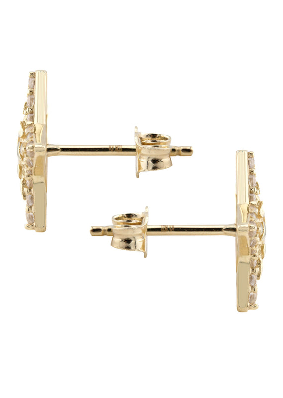 10K Gold Star Nugget Earrings | Appx 0.5 Inches Wide | Style #81