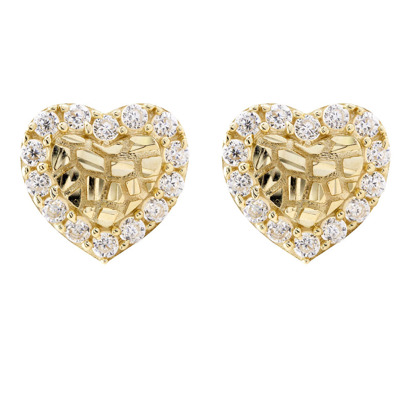 10K Gold Heart Nugget Earrings | Appx 0.3 Inches Wide | Style #77