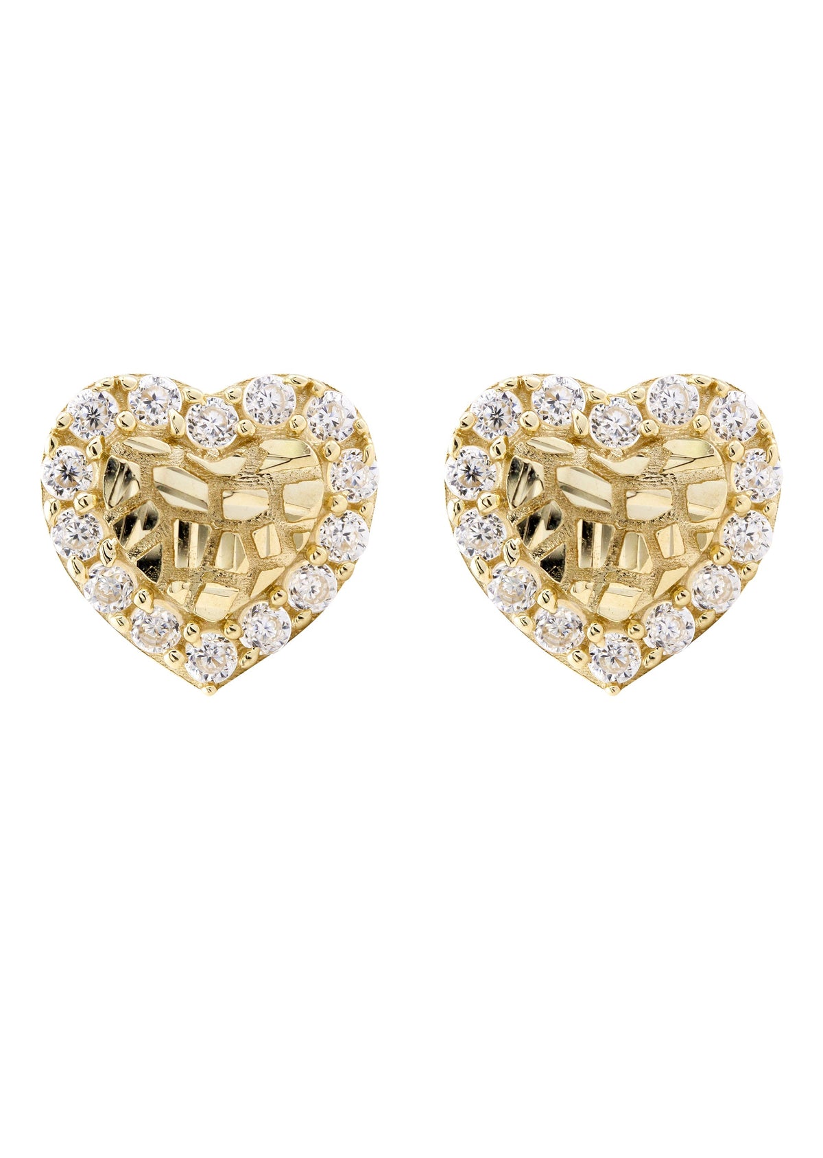 10K Gold Heart Nugget Earrings | Appx 0.3 Inches Wide | Style #77