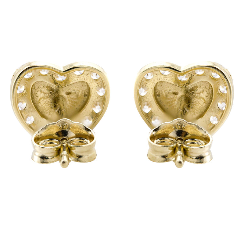 10K Gold Heart Nugget Earrings | Appx 0.3 Inches Wide | Style #77