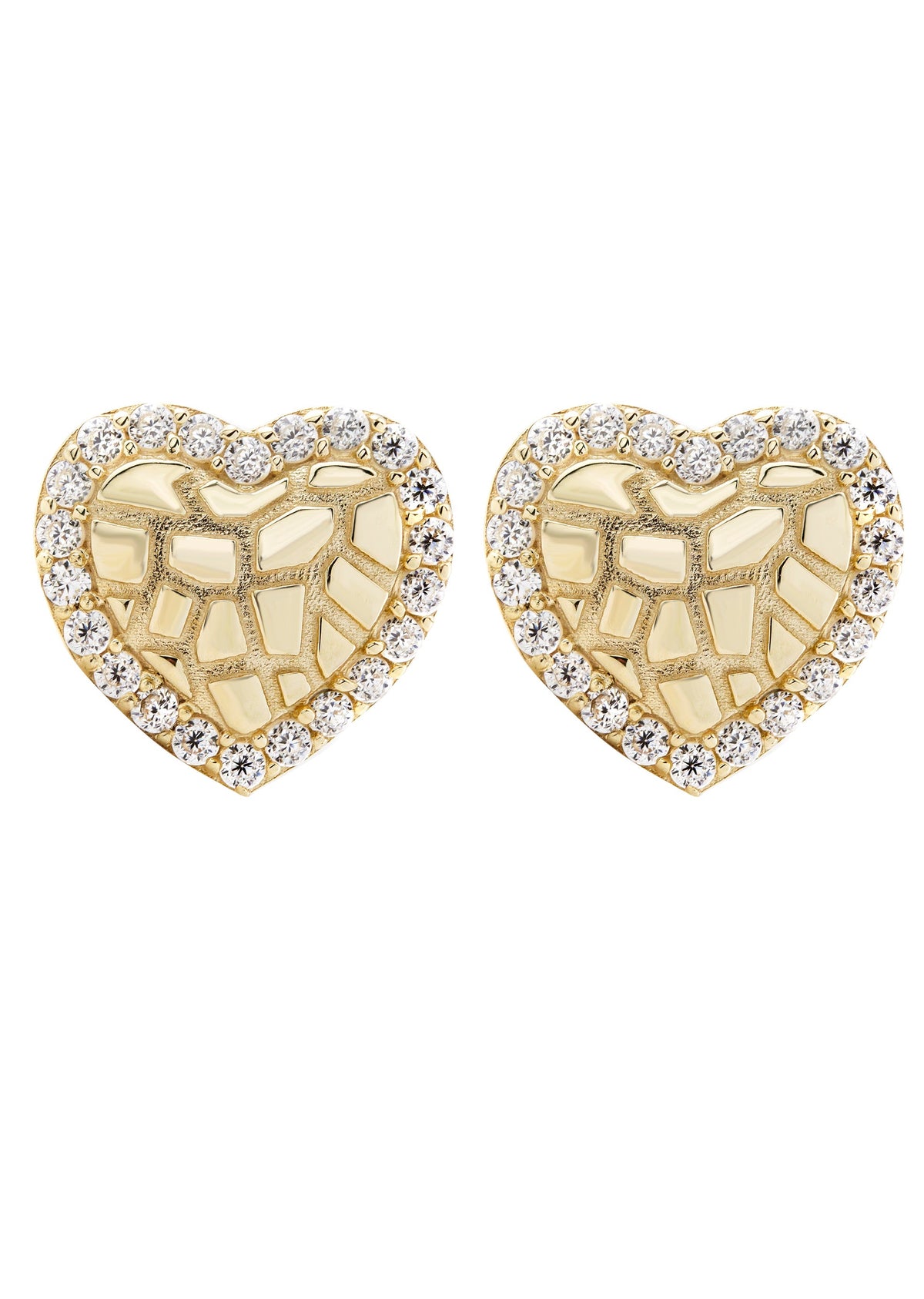 10K Gold Heart Nugget Earrings | Appx 0.4 Inches Wide | Style #73